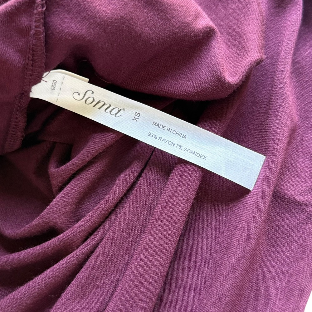 NWT Soma Cool Nights Long Over Lean Pajama Top Burgundy Size XS - Picture 6 of 6